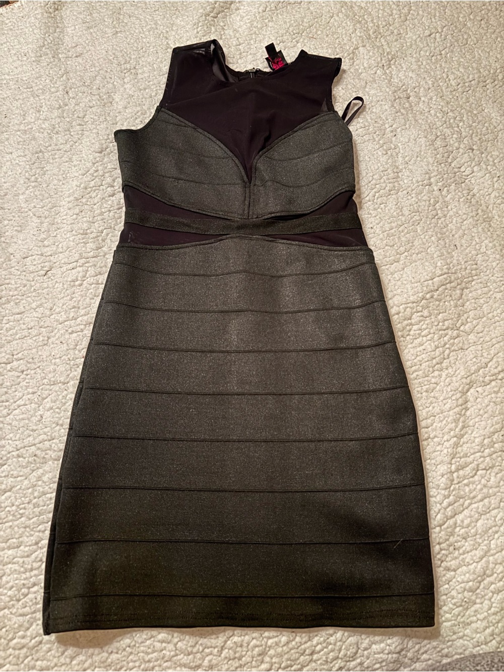 2B Bebe Black Sheer-Panel Bandage Mini Dress